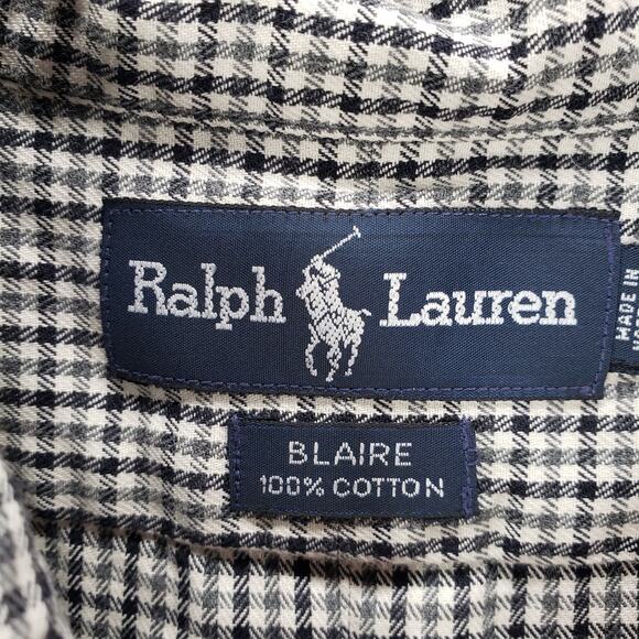 Ralph Lauren Men's Black Gray 100%Cotton Blaire Long Sleeve Shirt Size Large - Picture 8 of 14